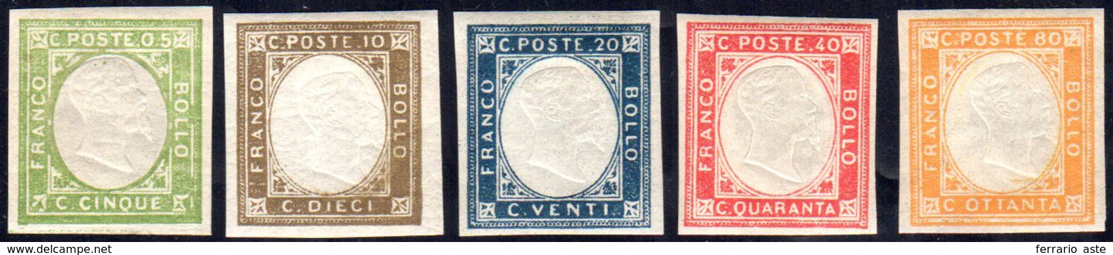 1861 - Non Emessi (1/5), Gomma Integra, Perfetti. Ferrario.... - Other & Unclassified