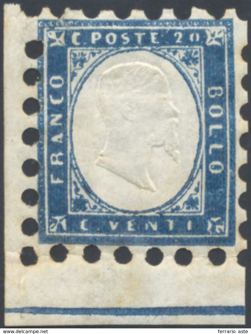 1862 - 20 Cent. Azzurro Chiaro, Prova Di Dentellatura Eseguita Dalla Tipografia Susse, Angolo Di Fog... - Other & Unclassified