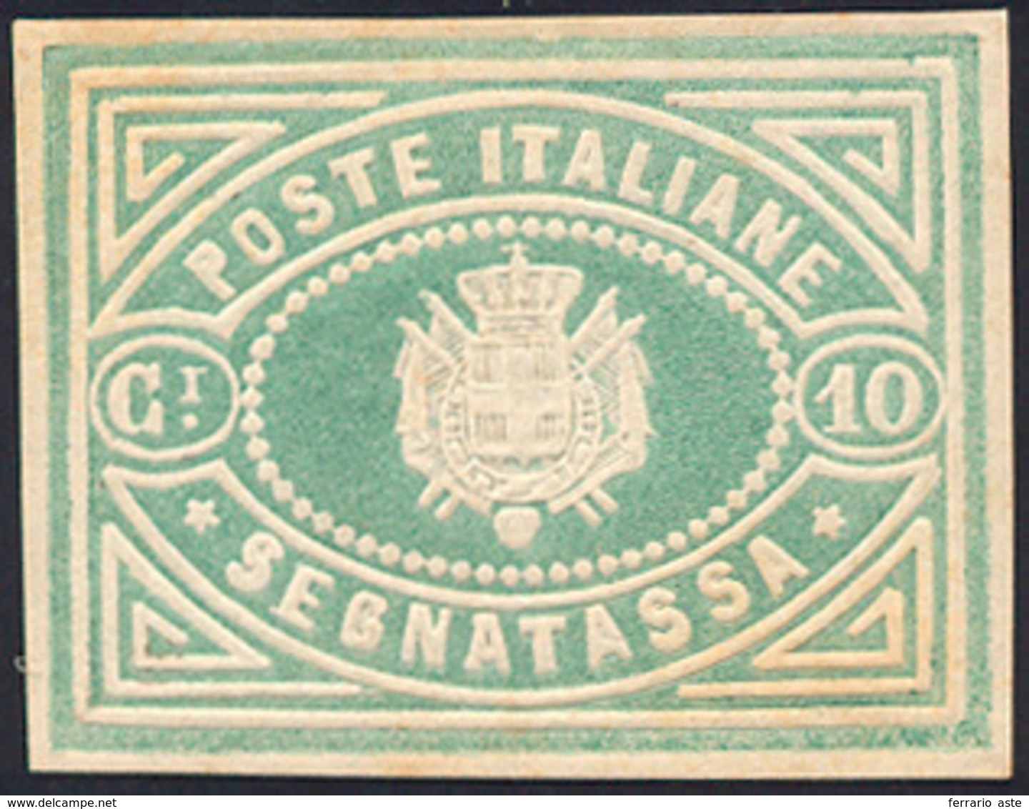 1864 - 10 Cent. Saggio Re, Segnatasse, Verde Chiaro, Gomma Originale, Perfetto. Ferrario. (Unif. N.4... - Otros & Sin Clasificación