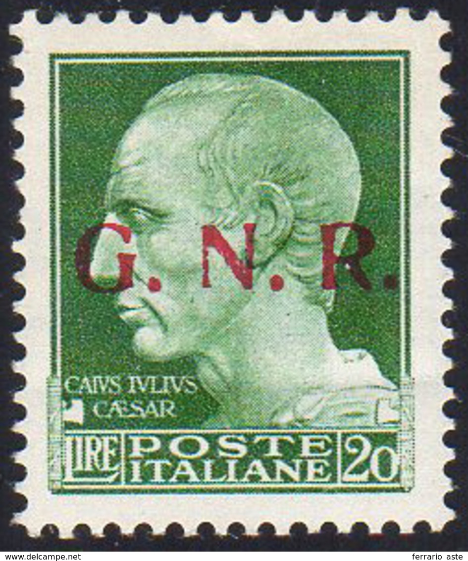 1943 - 20 Lire Soprastampa G.N.R. Di Brescia, II Tipo (487/II), Nuovo, Gomma Originale Integra, Perf... - Autres & Non Classés