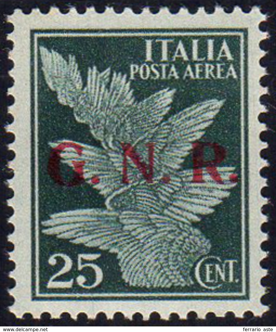 1943 - 25 Cent. Soprastampa G.N.R. Di Brescia Del II Tipo (117/II), Gomma Originale, Perfetto. Raro!... - Other & Unclassified
