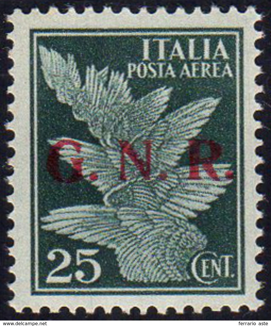 1943 - 25 Cent. Soprastampa G.N.R. Di Brescia Del II Tipo (117/II), Gomma Originale, Perfetto. Raro!... - Otros & Sin Clasificación