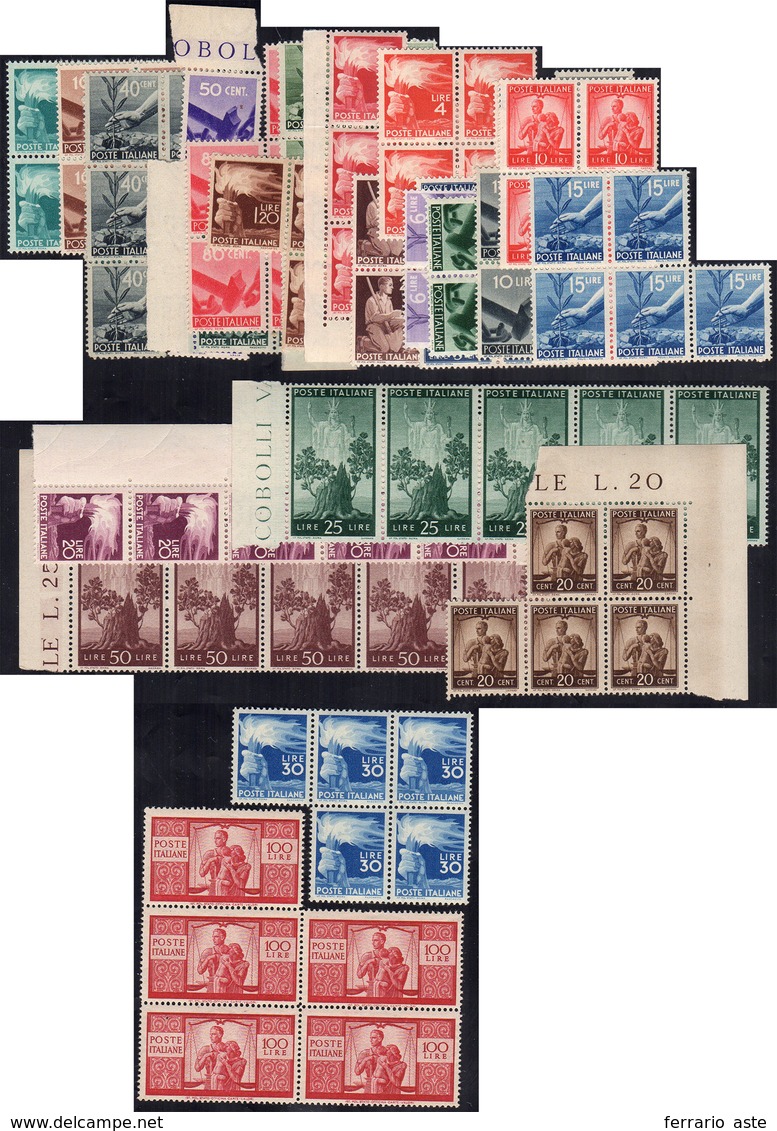 1945/48 - Democratica (543/565), Cinque Serie Complete, Gomma Integra, Perfetti, Ottima Centratura.... - Autres & Non Classés