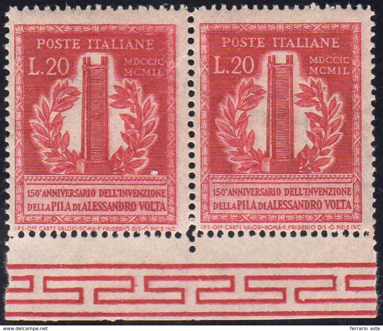 1949 - 20 Lire Volta, Coppia Orizzontale, Un Esemplare Senza Filigrana, L'altro Con Filigrana Letter... - Other & Unclassified