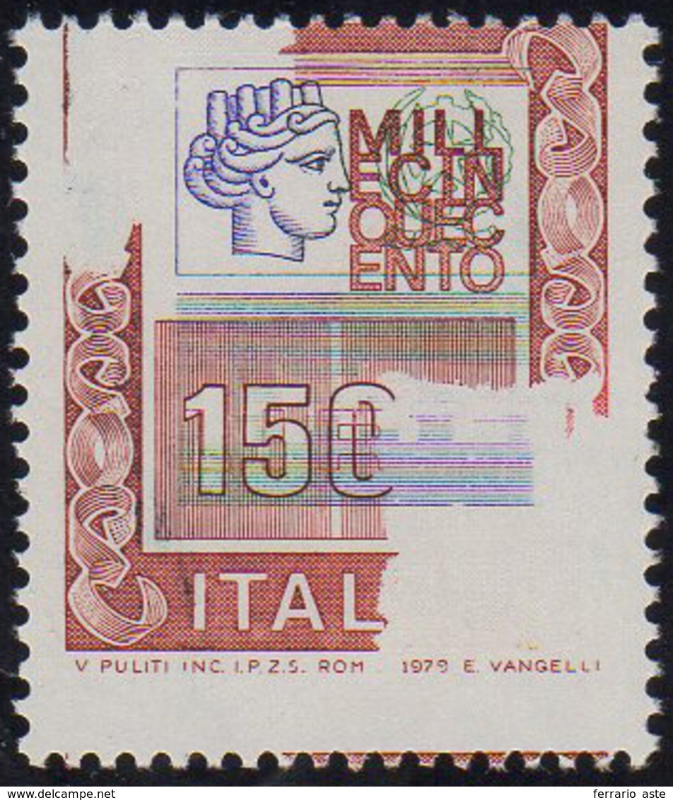 1979 - 1.500 Lire Alti Valori (1438), Stampa Del Rosso Parzialmente Mancante, Gomma Integra, Perfett... - Other & Unclassified