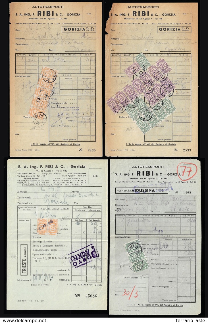 PACCHI IN CONCESSIONE 1946 - Bell'insieme Di Quattro Bollettini Di Spedizione Di Corrieri, Tutti Var... - Other & Unclassified