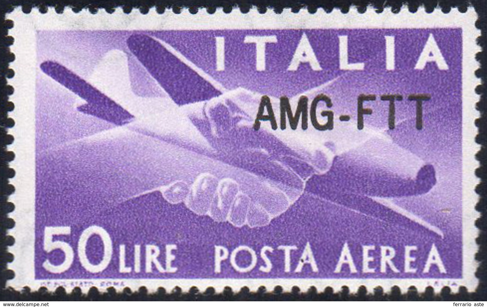 POSTA AEREA 1954 - 50 Lire, Nuovo Tipo Di Soprastampa (22A), Gomma Integra, Perfetto. Ferrario.... - Other & Unclassified