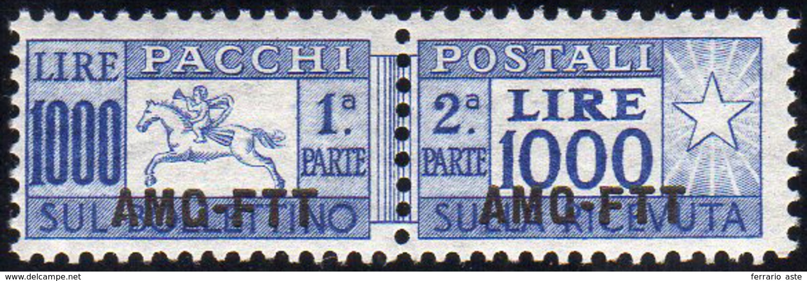 PACCHI POSTALI 1954 - 1.000 Lire Cavallino Soprastampato (26), Gomma Integra, Perfetto.... - Autres & Non Classés