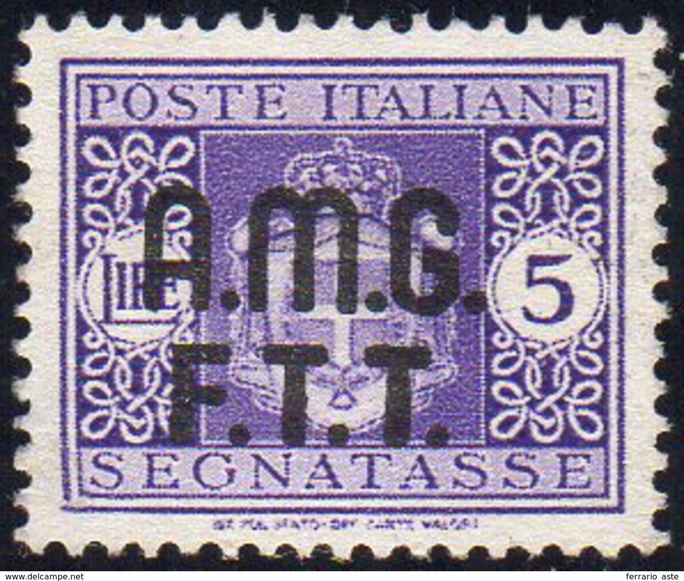 SEGNATASSE 1947 - 5 Lire Senza Filigrana Soprastampato (4A), Nuovo, Senza Gomma, Perfetto.... - Autres & Non Classés