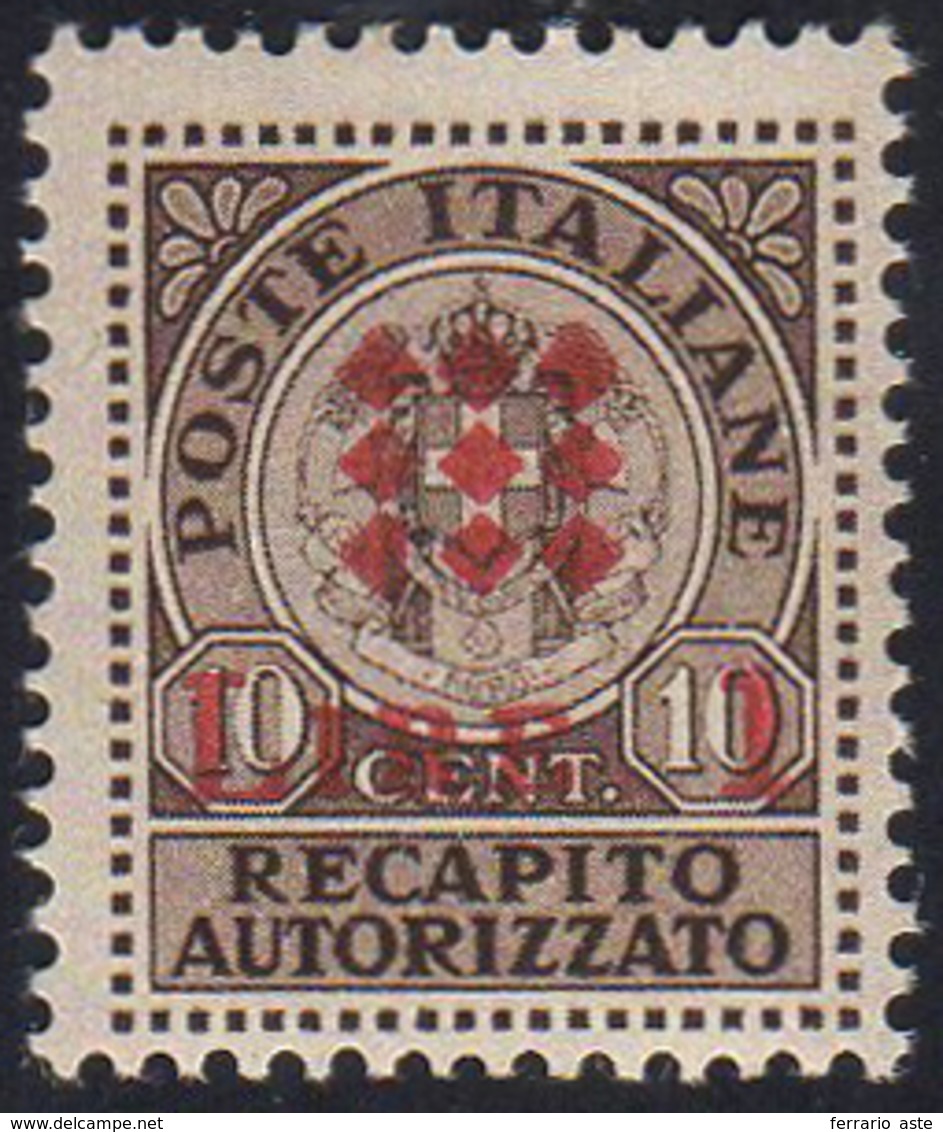 GUIDIZZOLO 1945 - 1 L. Su 10 Cent. Bruno, Soprastampa Modificata In Rosso, Non Emesso (1B), Gomma In... - Unclassified