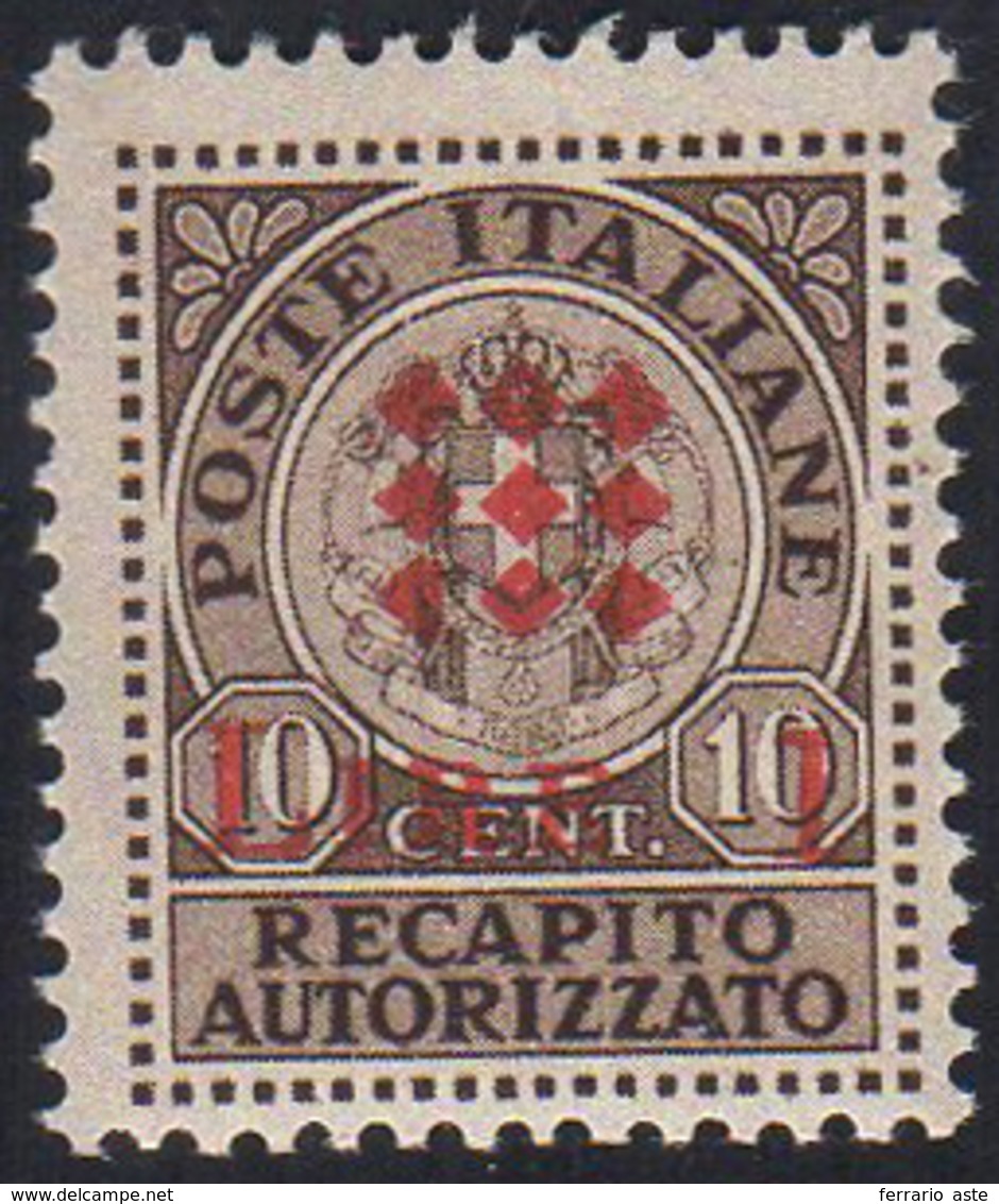 GUIDIZZOLO 1945 - 1 L. Su 10 Cent. Bruno, Soprastampa Modificata In Rosso, Non Emesso (1B), Nuovo, G... - Non Classés