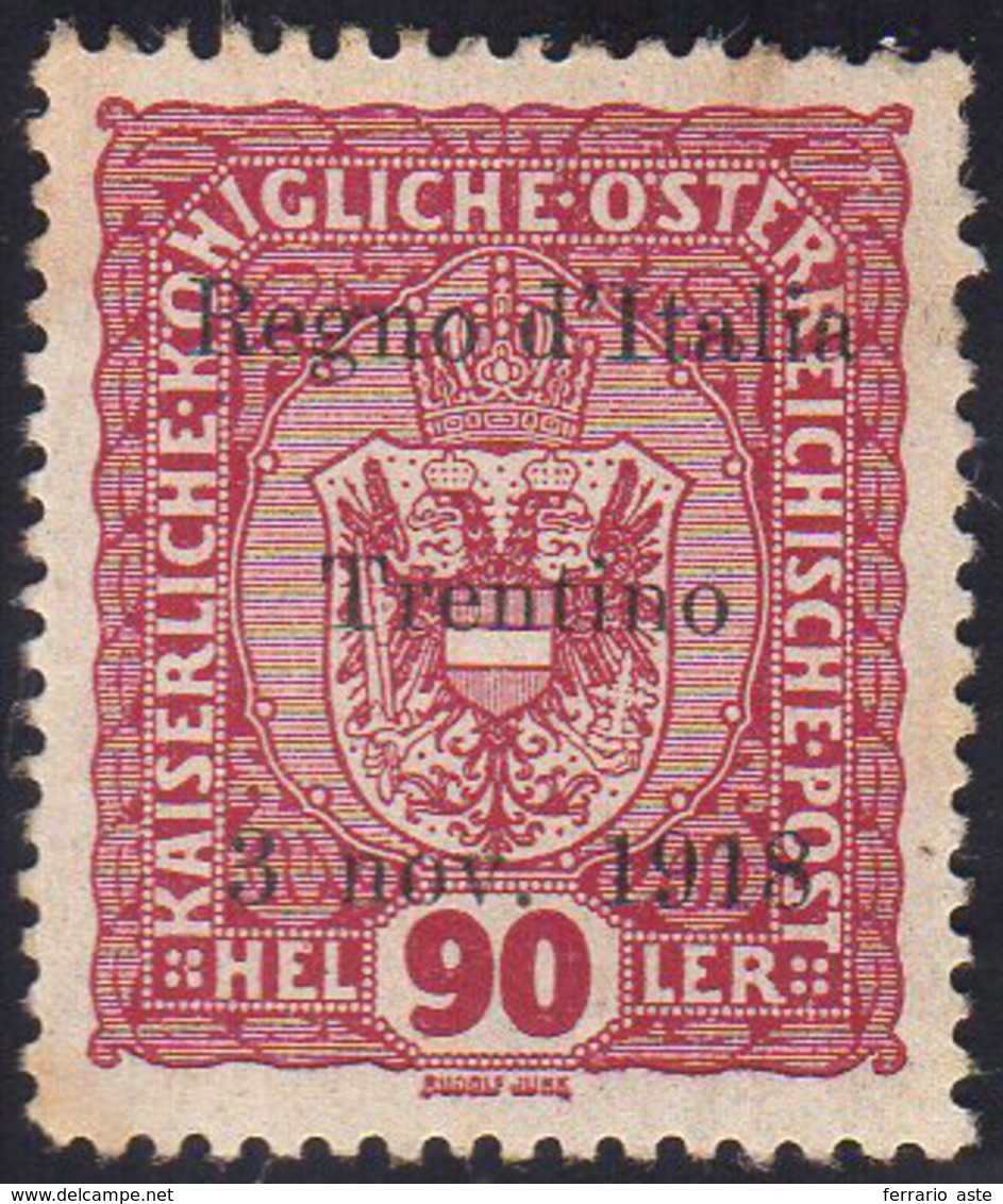 TRENTINO ALTO ADIGE 1918 - 90 H., Soprastampato (14), Gomma Integra, Lievi Ingiallimenti. Cert. Avi.... - Other & Unclassified