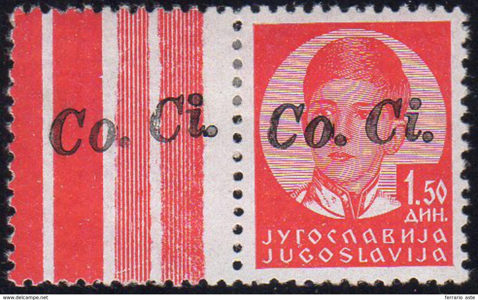 LUBIANA 1941 - 1,50 Dinari, Soprastampa "Co.Ci." A Mano (5A), Ripetuta Anche Sul Bordo Di Foglio, Pe... - Other & Unclassified