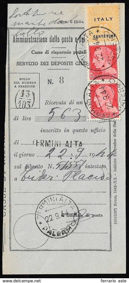 OCCUPAZIONE AMERICANA AMGOT SICILIA 1944 - 60 Cent. In Affrancatura Mista Con 20 Cent. Imperiale, Co... - Autres & Non Classés