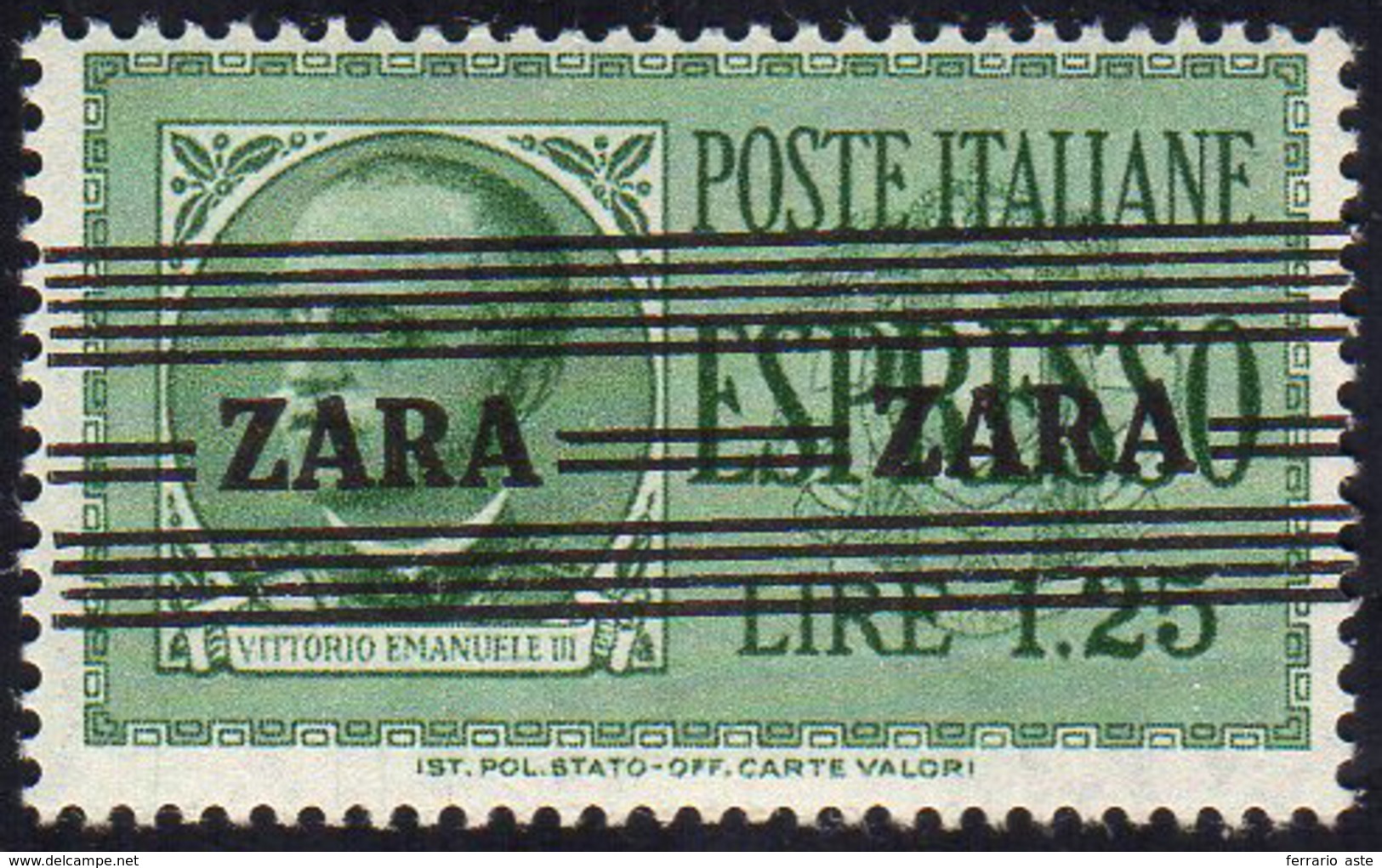 OCC. TEDESCA ZARA ESPRESSI 1943 - 1,25 Lire Soprastampato, Soprastampa Obliqua (E3), Gomma Originale... - Autres & Non Classés