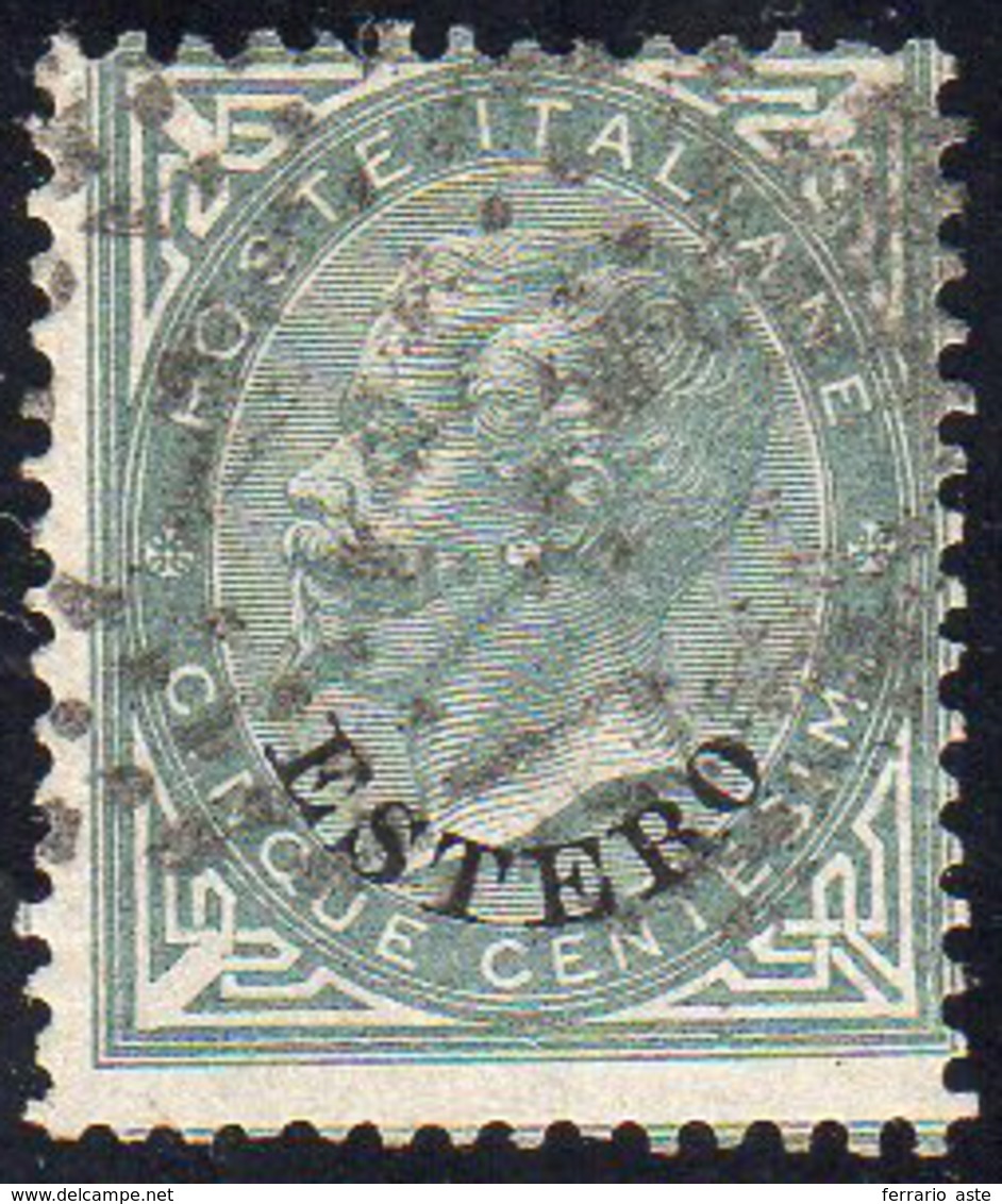 EMISSIONI GENERALI 1874 - 5 Cent. Soprastampato, Angolo Non Modificato (3b), Perfetto, Usato. Raro! ... - Emisiones Generales