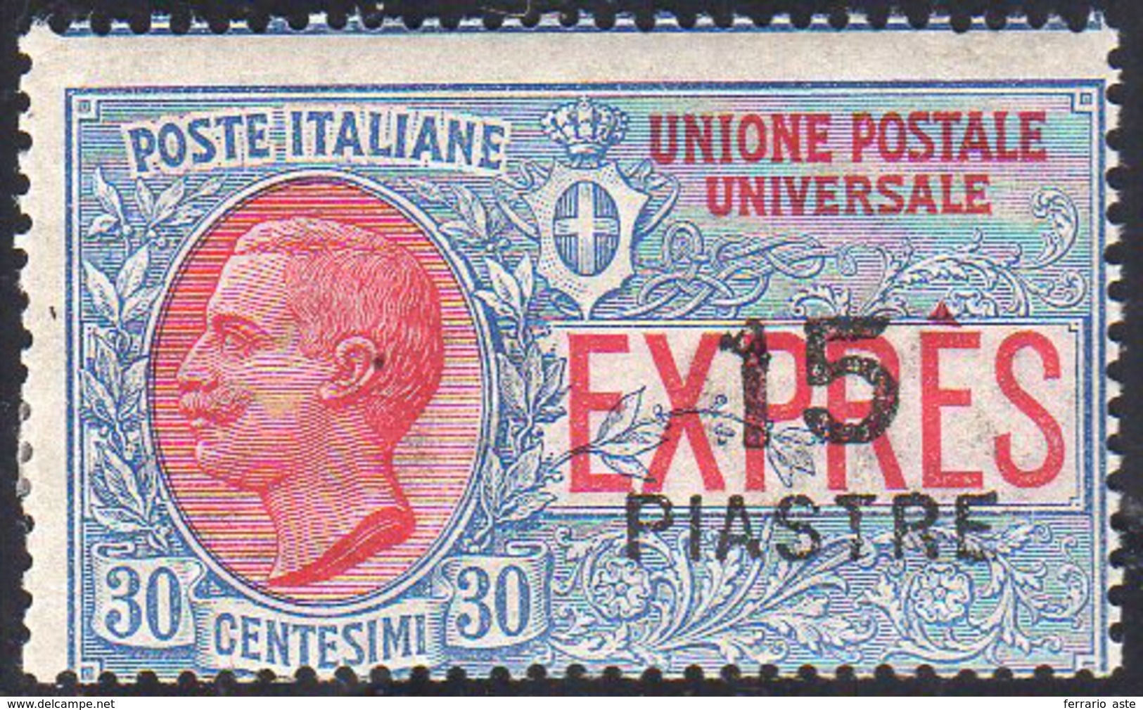 COSTANTINOPOLI ESPRESSI 1922 - 15 Pi. Su 30 Cent. Soprastampa Locale Più Grande (2), Gomma Originale... - Emissions Générales