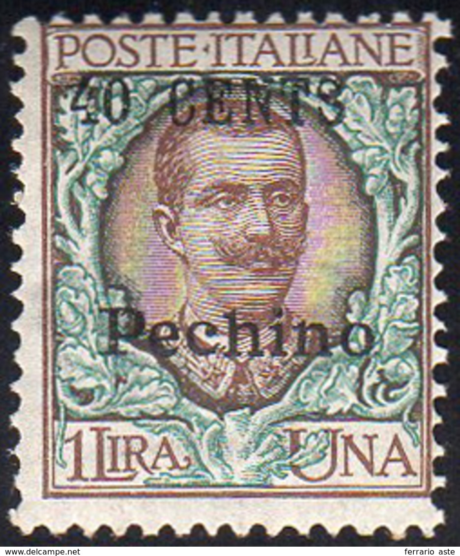 PECHINO 1918 - 40 Cent. Su 1 Lira (26), Gomma Integra, Perfetto.... - Pékin