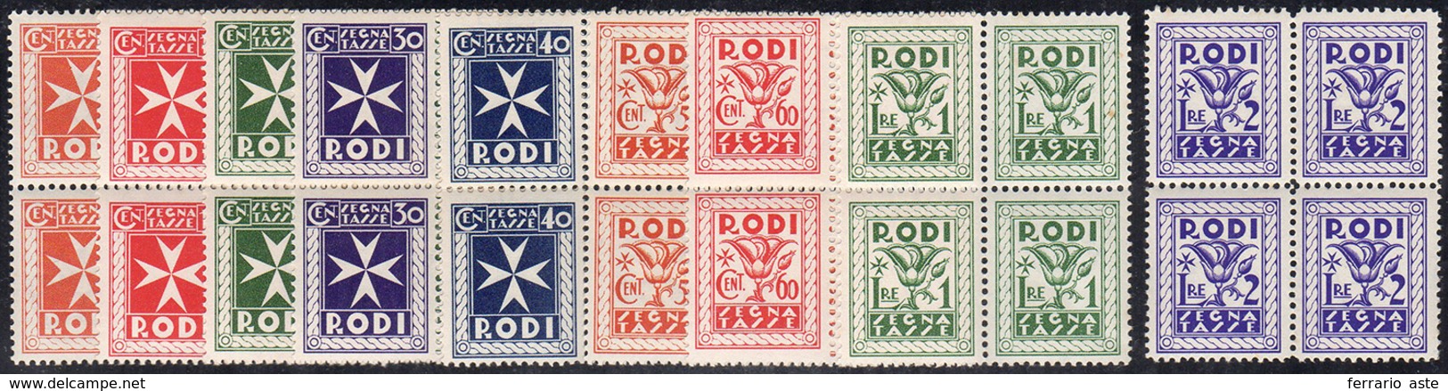 SEGNATASSE 1934 - Serie Completa (1/9), Blocchi Di Quattro, Gomma Originale Inegra, Perfetti. Ottima... - Egée