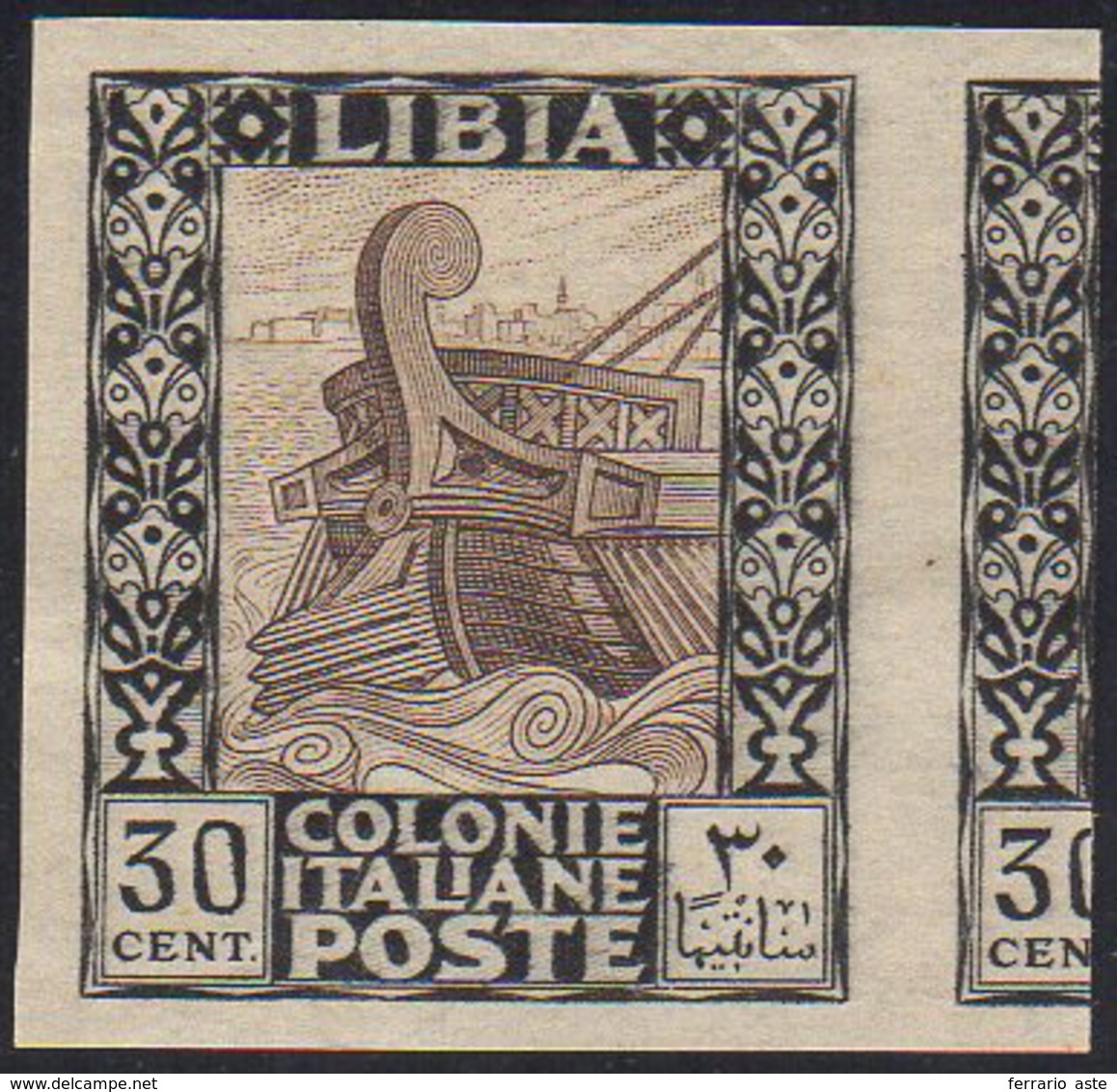 1924 - 30 Cent. Pittorica, Non Dentellato (50K), Nuovo Senza Gomma, Perfetto. Rarissimo.... - Libia