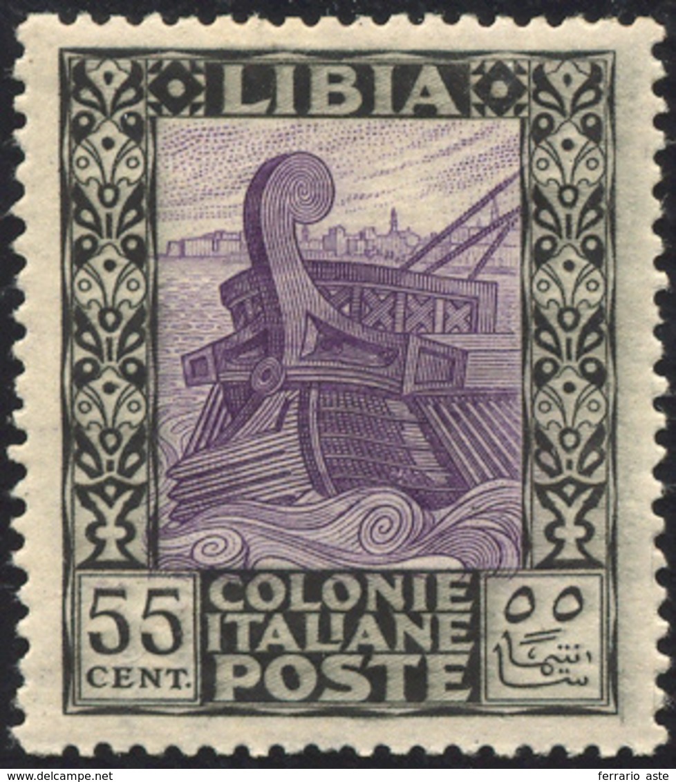 1925 - 55 Cent. Pittorica, Senza Filigrana (52), Ottima Centratura, Gomma Integra, Perfetto. Bello E... - Libye