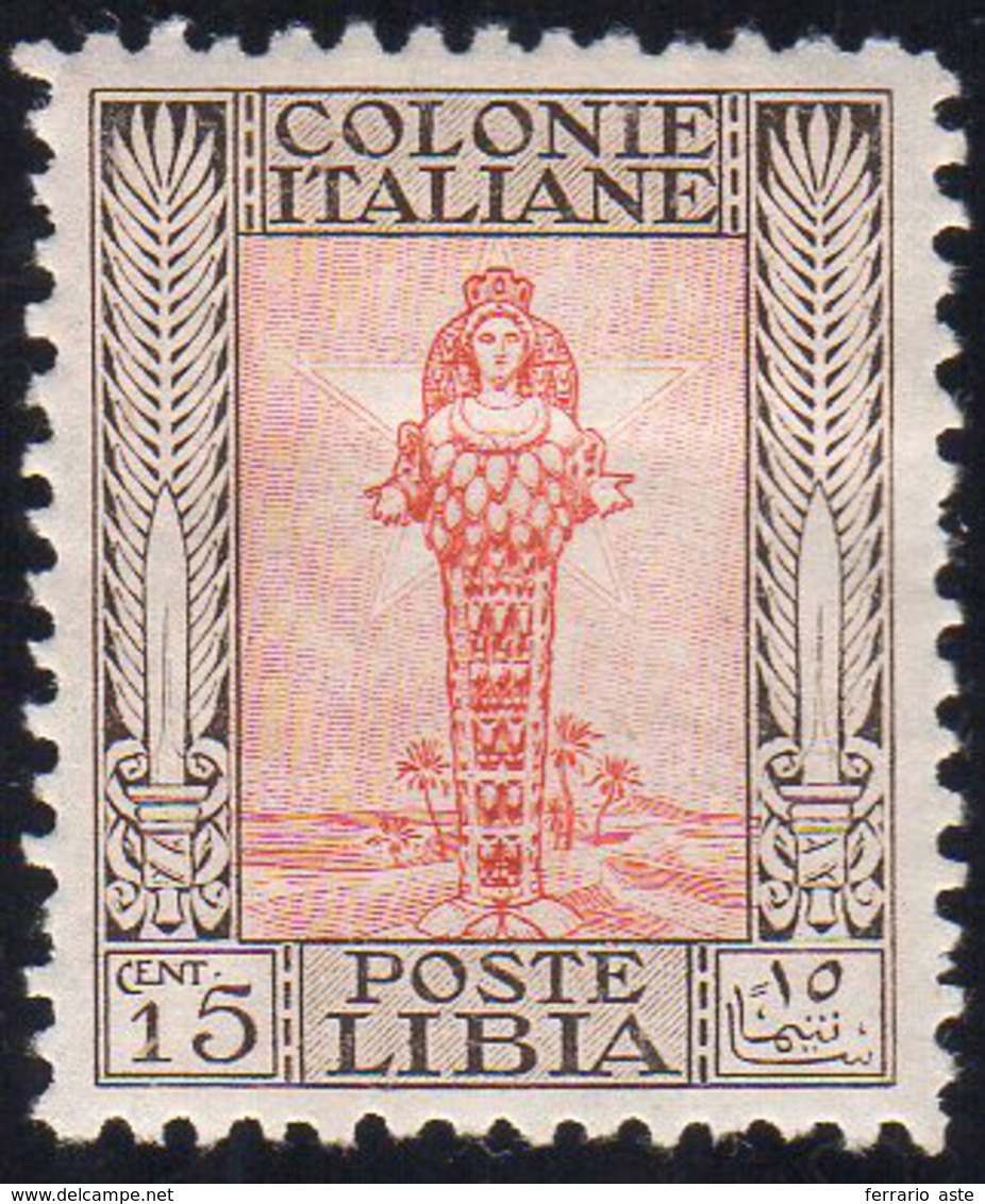 1926 - 15 Cent. Pittorica, Senza Filigrana, Dent. 11 (62), Gomma Originale, Perfetto.... - Libya