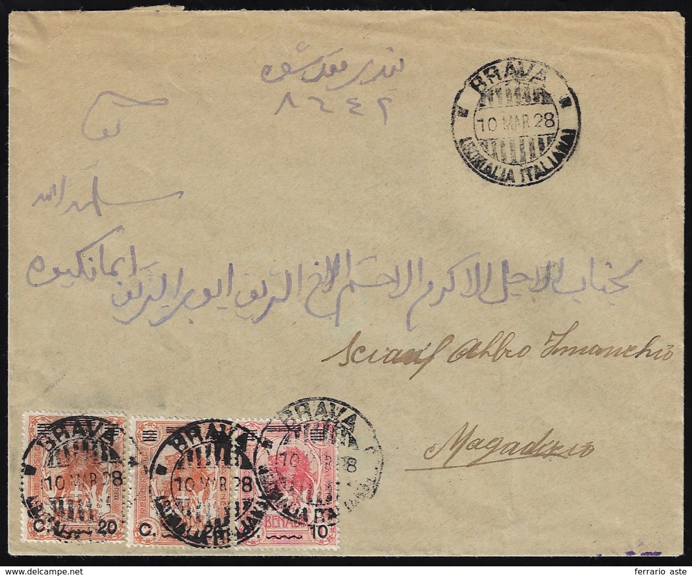 1928 - 10 Cent. Su 1 A, 20 Cent. Su 2 A, Due Esemplari, Leoni Soprastampati (75,77), Perfetti, Su Bu... - Somalia