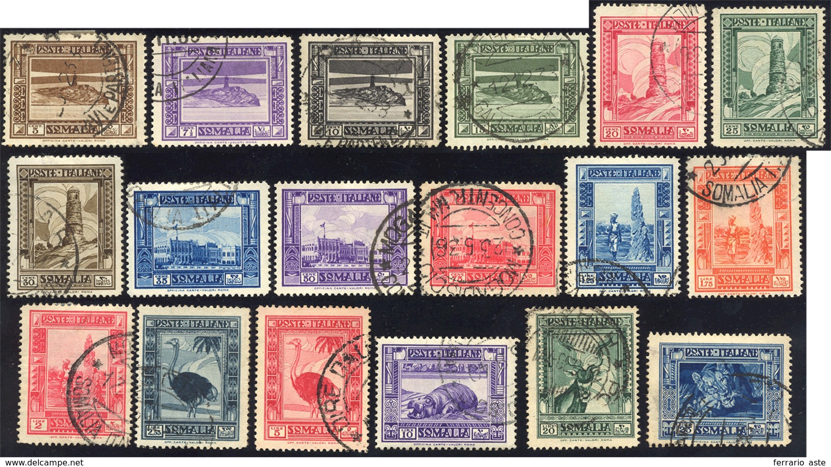 1935/38 - Pittorica, Dent. 14 (213/229), Usati, Perfetti. A. E R.Diena Per Il 20 Lire.... - Somalia