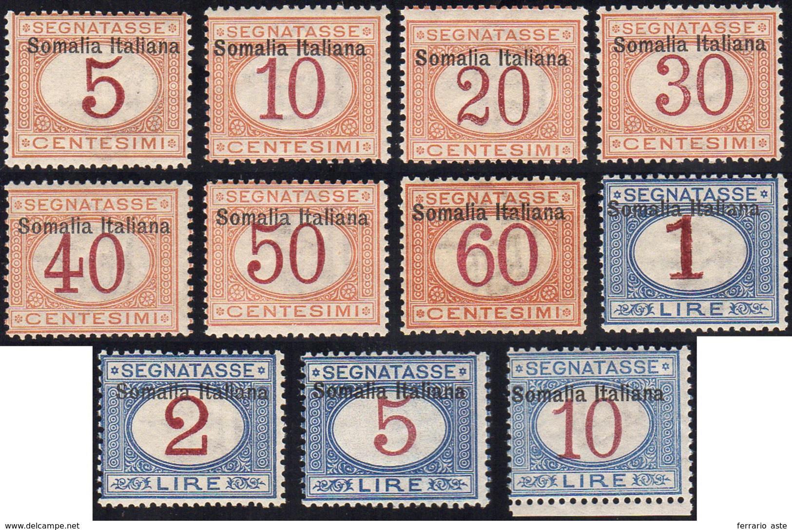 SEGNATASSE 1909 - Soprastampa In Alto, Serie Completa (12/22), Gomma Originale Integra, Perfetti. Mo... - Somalia