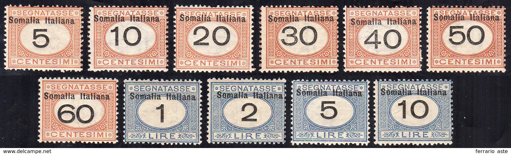 SEGNATASSE 1926 - Cifre In Nero, Valore In Moneta Italiana (41/51), Gomma Integra, Perfetti. E.Diena... - Somalia