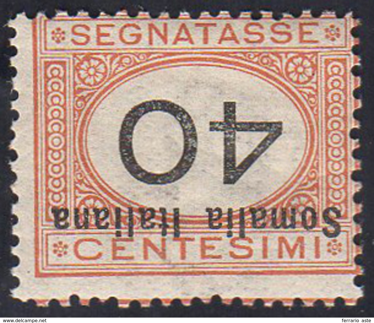 SEGNATASSE 1926 - 40 Cent. Soprastampa E Cifra Capovolte (45a), Nuovo, Gomma Originale Integra, Perf... - Somalia