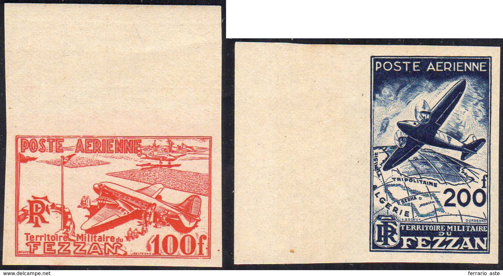 FEZZAN POSTA AEREA 1948 - Posta Aerea, Non Dentellati (1/2,S.11), Bordo Di Foglio, Gomma Originale I... - Other & Unclassified