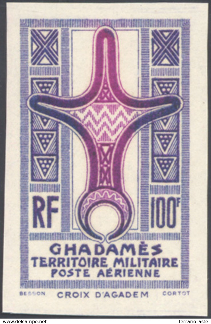 GHADAMES POSTA AEREA 1949 - 100 Fr. Grigio Violetto E Lilla, ERRORE DI COLORE, Non Dentellato (A6/IG... - Other & Unclassified