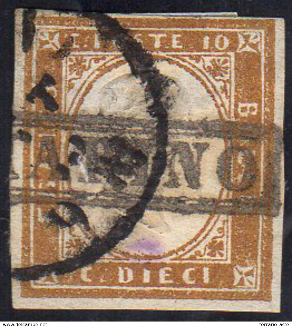 1862 - 10 Cent. Bistro IV Emissione Di Sardegna (A2), Perfetto, Annullato Con Il Bollo In Cartella S... - Autres & Non Classés