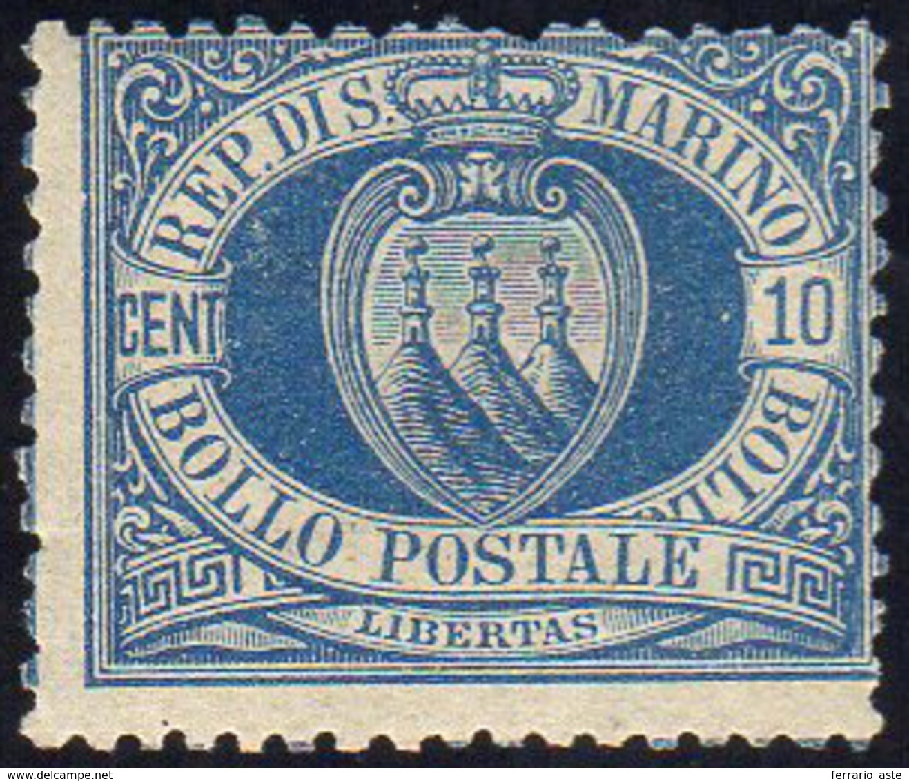 1888 - 10 Cent. Azzurro Stemma (3A), Gomma Integra, Buono Stato. Fiecchi, Ferrario.... - Andere & Zonder Classificatie