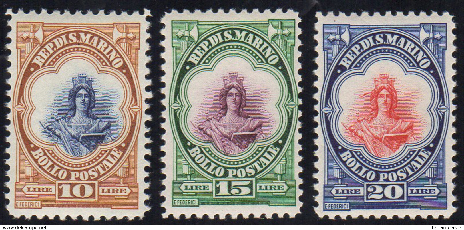 1929 - 10 Lire, 15 Lire E 20 Lire Vedute E Libertà (156/158), Gomma Integra, Perfetti. Belli. G.Bola... - Other & Unclassified