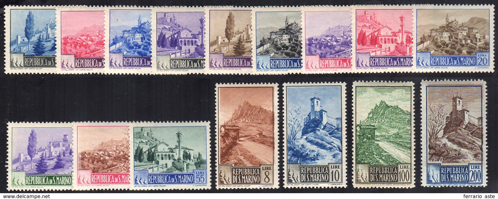 1949/50 - Paesaggi (342/355), Gomma Integra, Perfetti.... - Andere & Zonder Classificatie