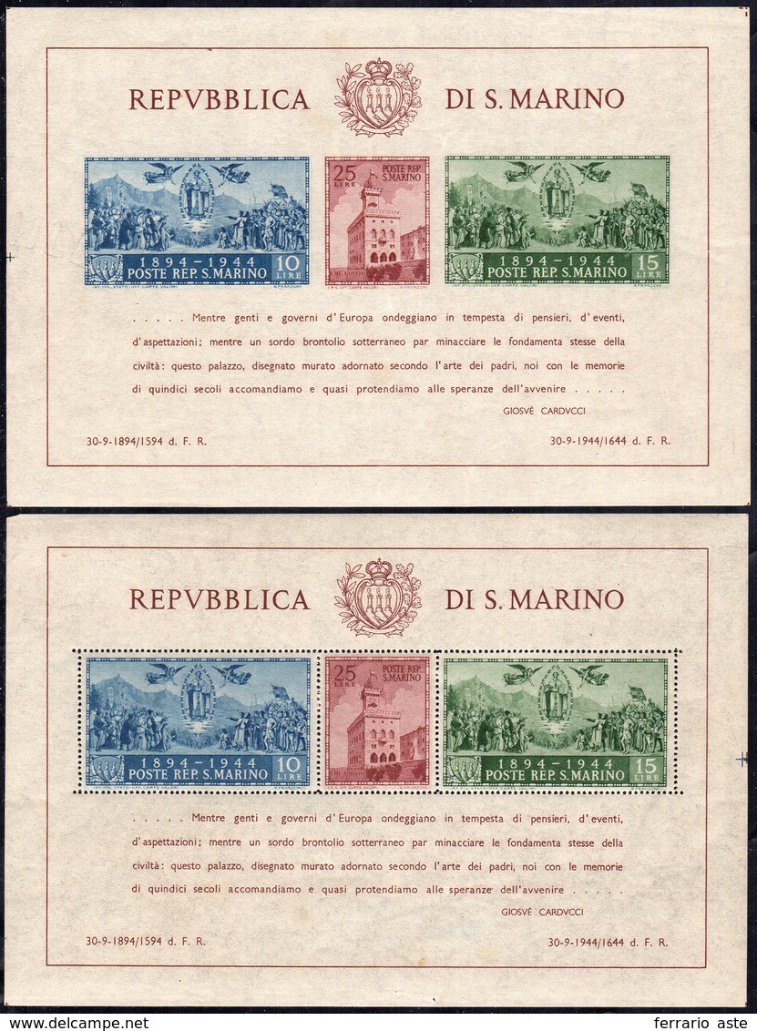 1945 - Palazzo Del Governo, Foglietto Dentellato E Non (6/7), Gomma Integra, Perfetti.... - Blocks & Sheetlets