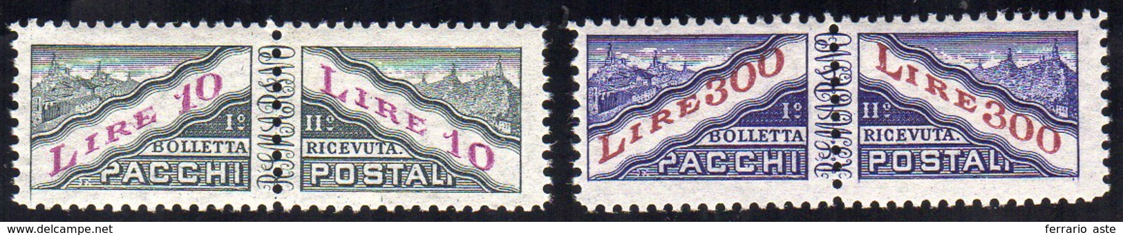 1953 - 10 E 300 Lire Filigrana Stelle (35/36), Gomma Integra, Perfetti.... - Parcel Post Stamps
