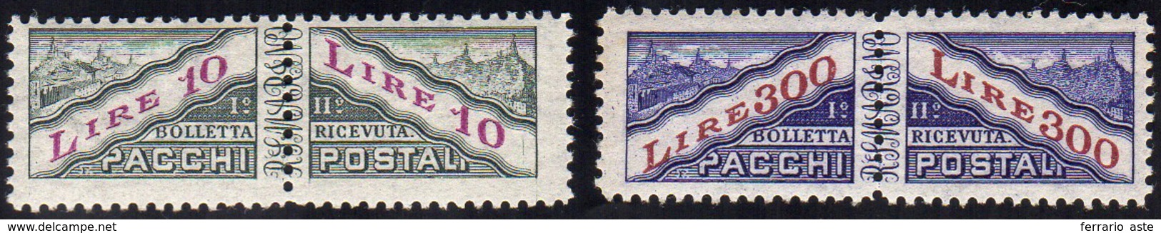 1953 - 10 E 300 Lire Filigrana Stelle (35/36), Perfetti, Gomma Integra.... - Parcel Post Stamps