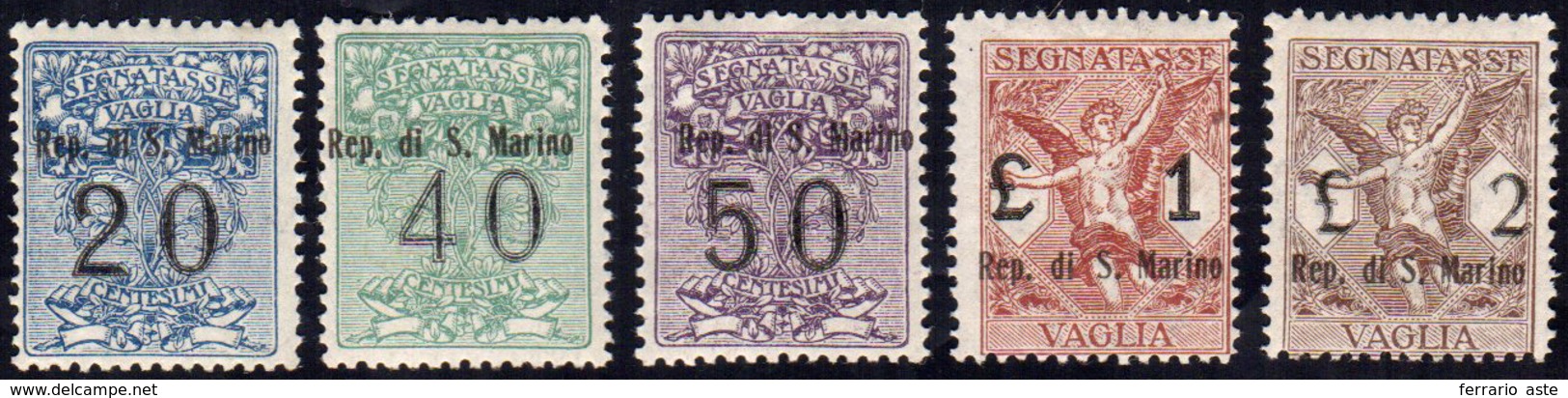 1924 - Soprastampati, Cinque Valori (1/5), Gomma Integra, Perfetti.... - Other & Unclassified