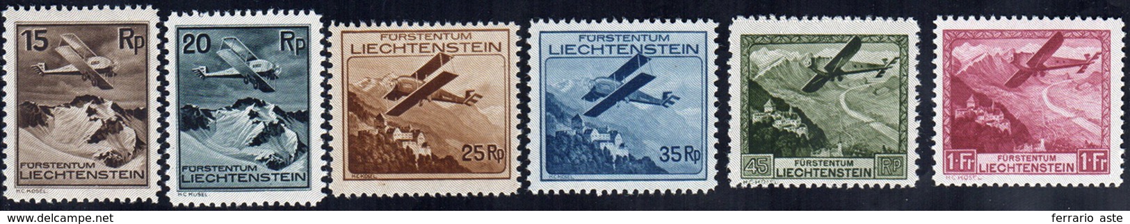 LIECHTENSTEIN POSTA AEREA 1930 - Aeroplano (A1/A6), Gomma Integra, Perfetti.... - Sonstige - Europa