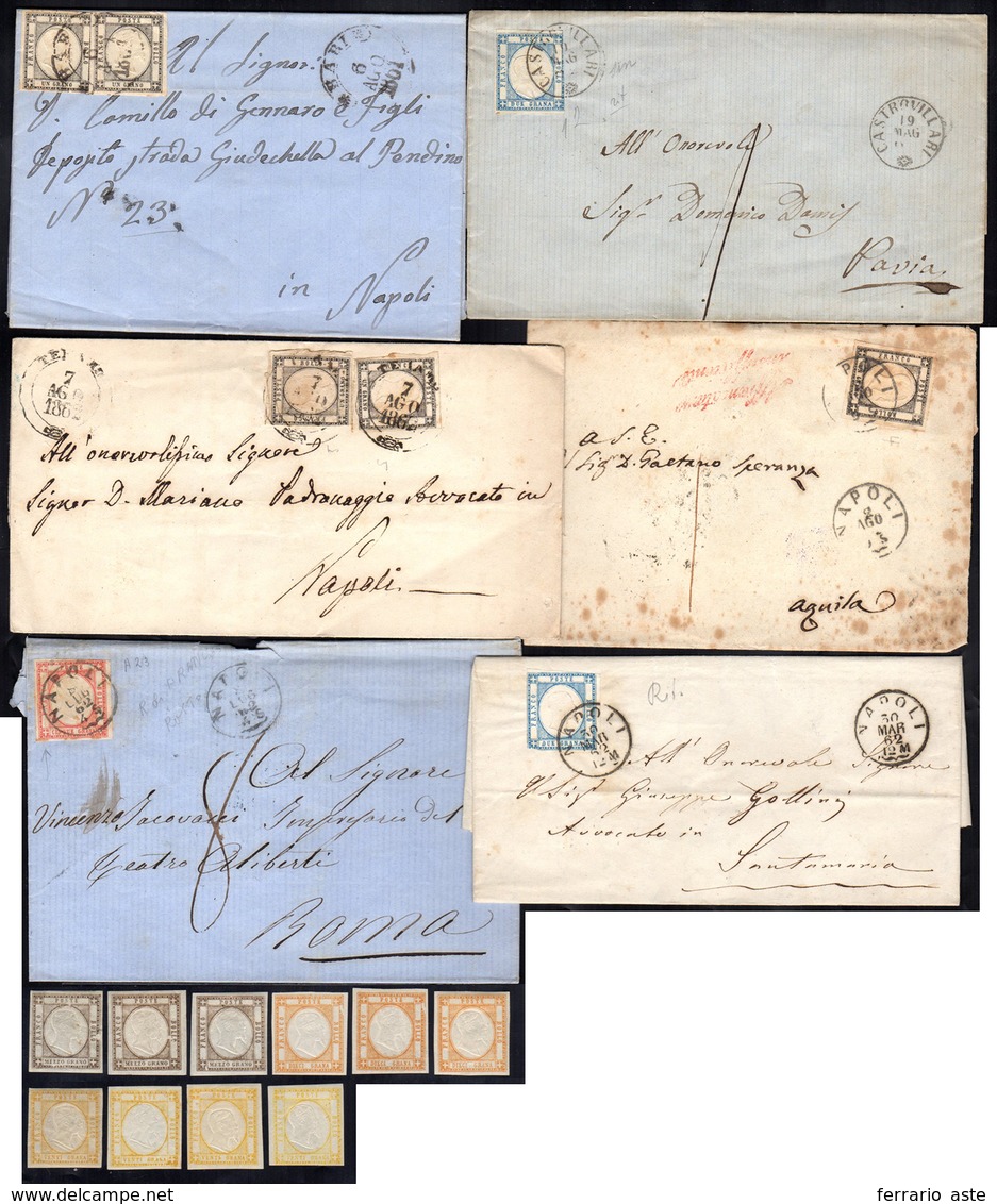PROVINCE NAPOLETANE 1861 - Bell'insieme Di Sei Lettere E Dieci Francobolli, Tutti Con Ritocchi O Var... - Other & Unclassified