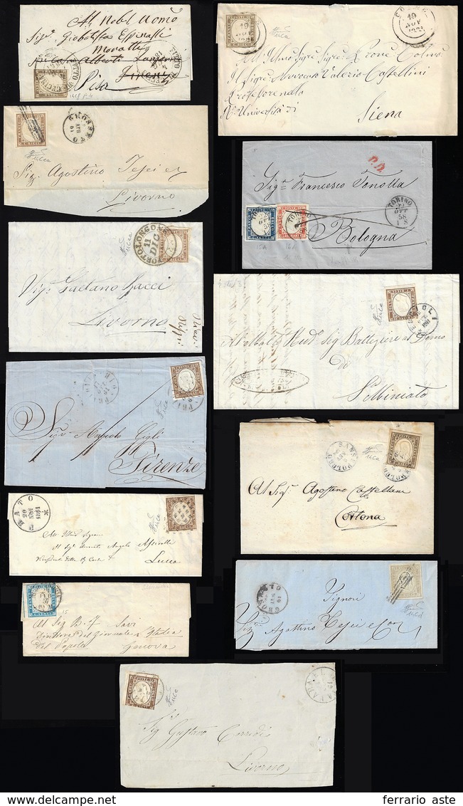 SARDEGNA 1858/1861 - Dieci Lettere, Un Frontespizio E Un Frammento, Tutti Affrancati Con La IV Emiss... - Andere & Zonder Classificatie