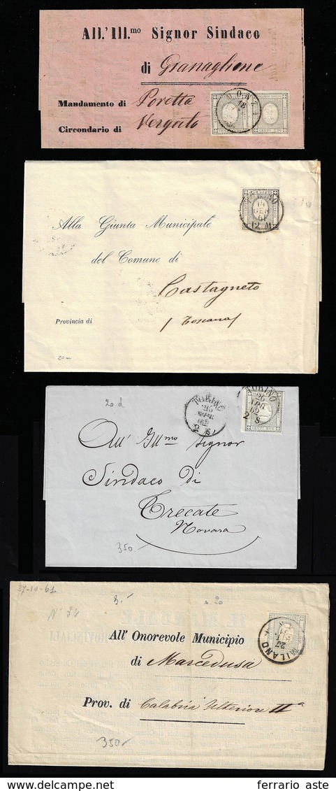 SARDEGNA 1861/1862 - Tre Stampati Affrancati Con Il Francobolo Da 2 Cent. E Uno Con Coppia Dell'1 Ce... - Other & Unclassified