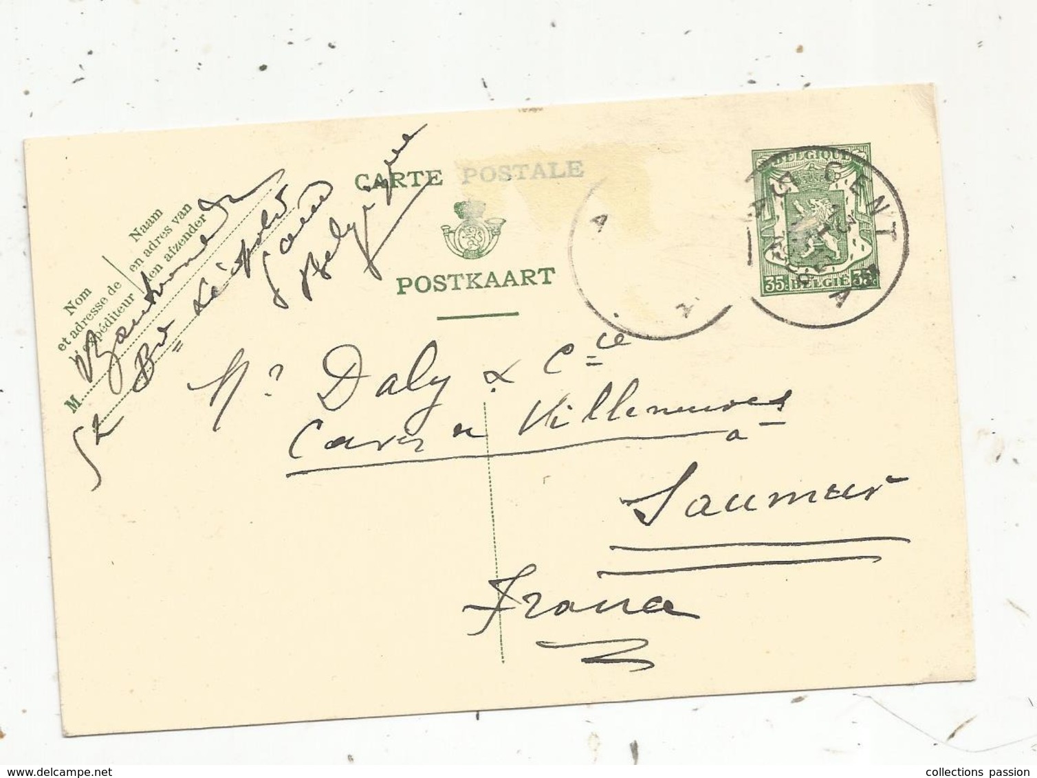 Belgique , Entier Postal Sur Carte Postale , GENT , 1938 - Postcards 1934-1951