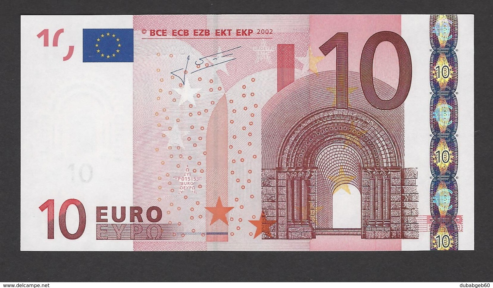 10 Euro 2002 X39635353352, Printer P015 Trichet, Kassenfrisch,  UNC - 10 Euro