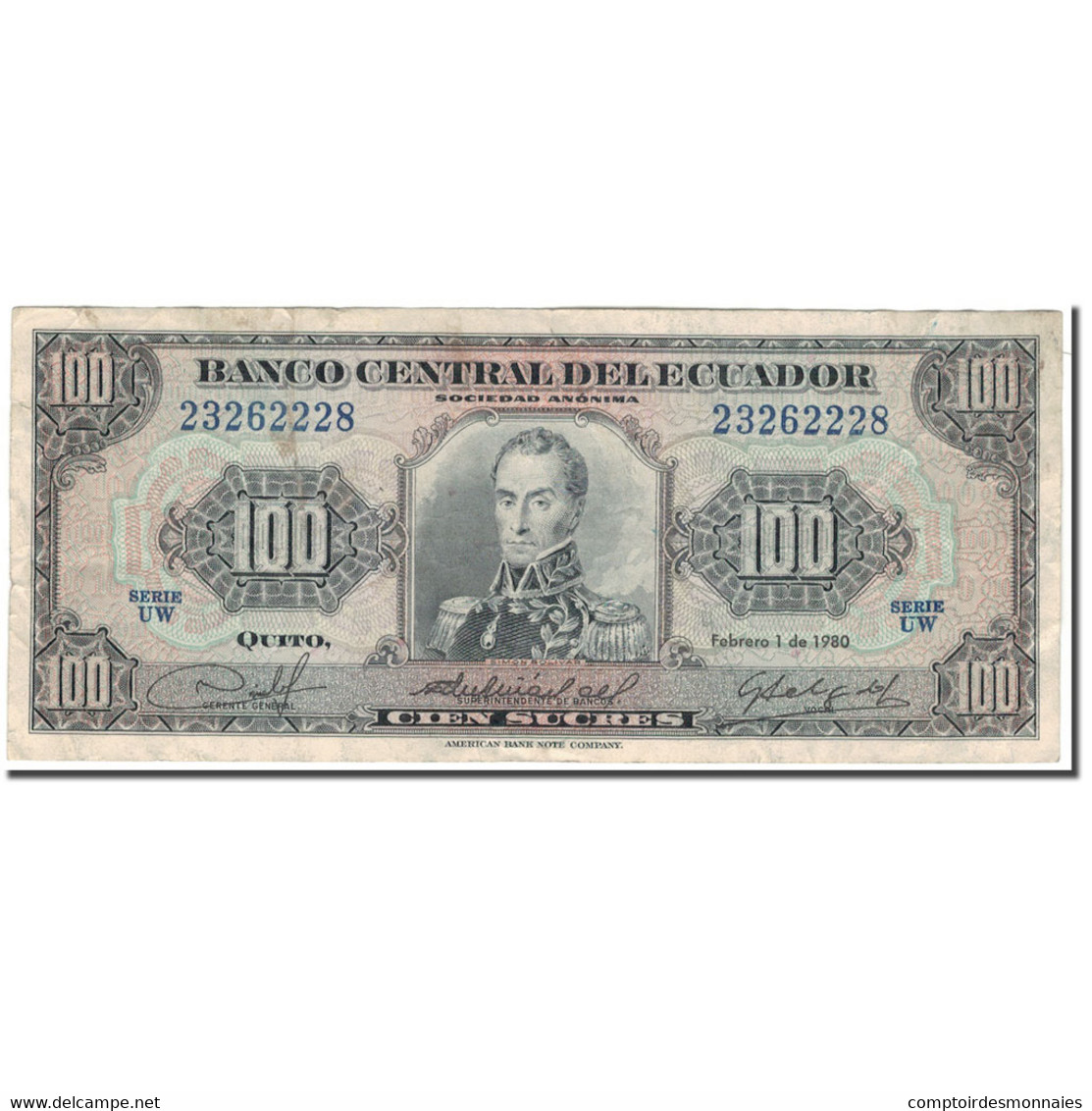 Billet, Équateur, 100 Sucres, 1980-02-01, KM:112a, TB - Ecuador