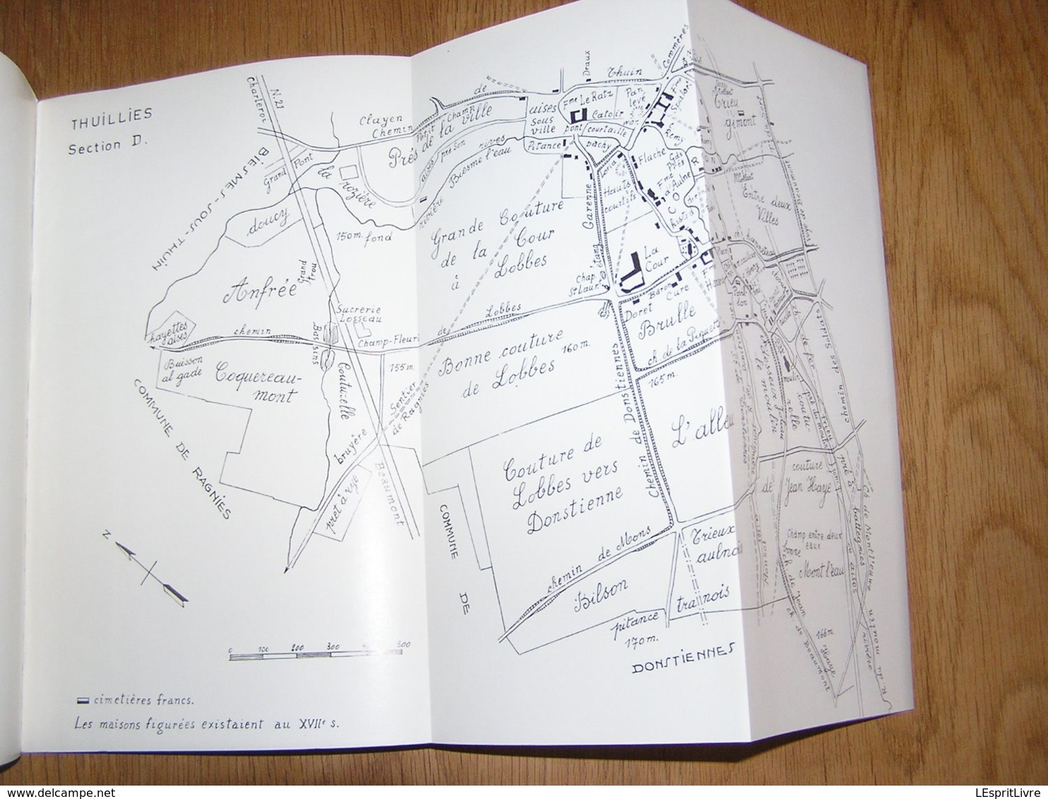 TOPOGRAPHIE DE LA COMMUNE DE THUILLIES Régionalisme Histoire Hainaut Région de Thuin Thudinie Plan Etymologie Lieux Dits