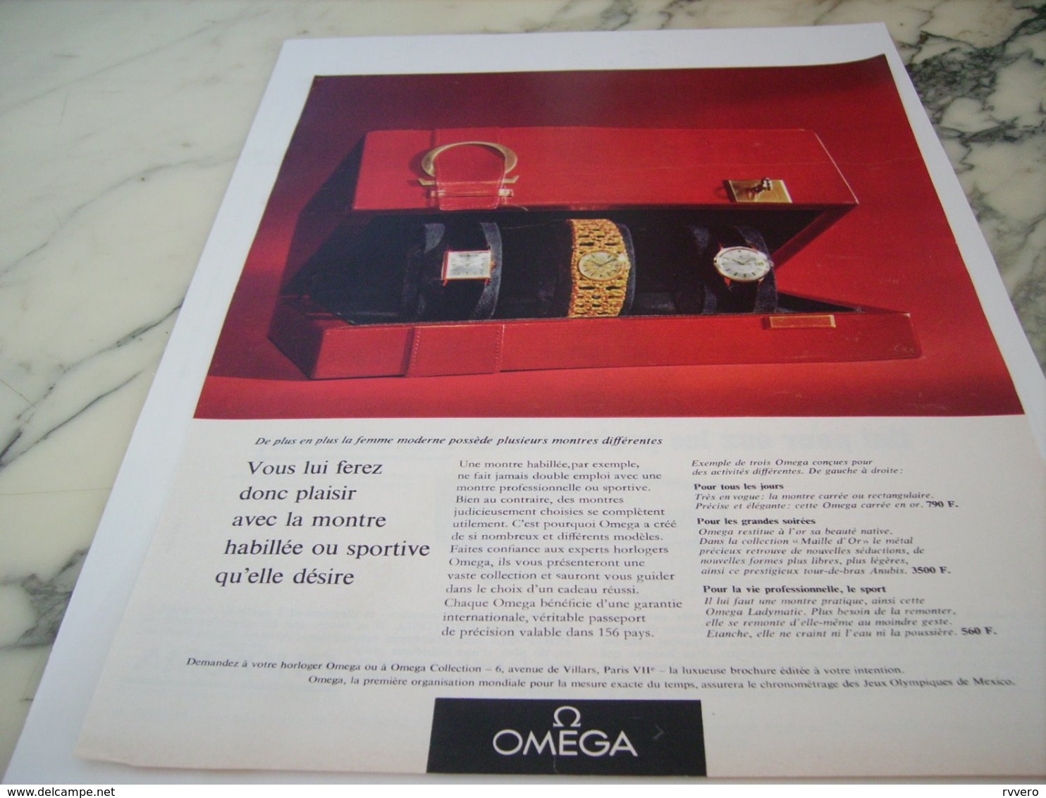 ANCIENNE PUBLICITE POUR FEMME  MONTRE OMEGA 1966 - Andere & Zonder Classificatie